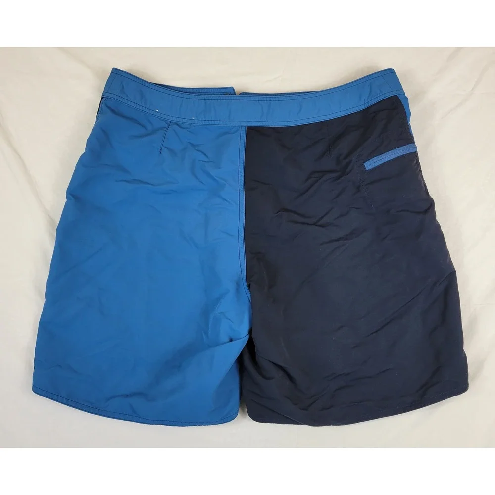 Patagonia Mens 35 Board Shorts Blue Colorblock Swim Trunks Nylon‎ Lace Up Fly